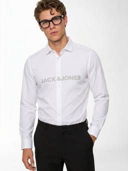 Jack & Jones - Men White Printed Cotton Shirt