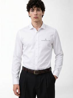 Jack & Jones - Men White Solid/Plain Cotton Shirt