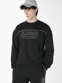 Jack & Jones - Men Black Embroidered Cotton Sweatshirt
