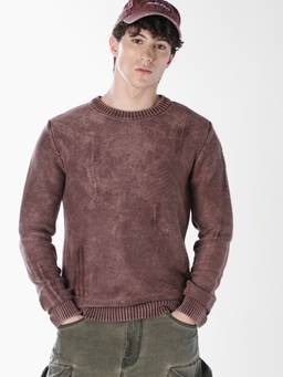 Jack & Jones - Men Brown Textured Cotton Sweatshirt
