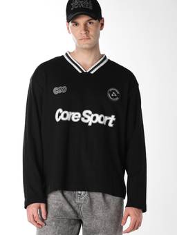 Jack & Jones - Men Black Typography Cotton Blend Sweatshirt