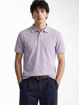 Jack & Jones - Men Lavender Solid/Plain Cotton Polo T-Shirt