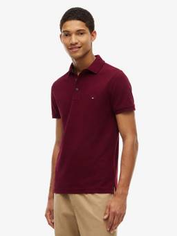 Tommy Hilfiger - Men Maroon Solid/Plain Cotton Polo T-Shirt