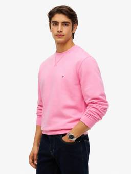 Tommy Hilfiger - Men Pink Solid/Plain Cotton Blend Sweatshirt