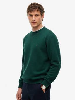 Tommy Hilfiger - Men Green Solid/Plain Cotton Blend Sweatshirt