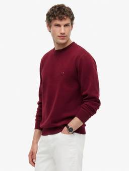 Tommy Hilfiger - Men Purple Solid/Plain Cotton Blend Sweatshirt
