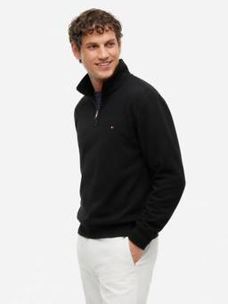 Tommy Hilfiger - Men Black Solid/Plain Cotton Blend Sweatshirt