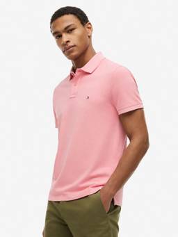 Tommy Hilfiger - Men Pink Solid/Plain Cotton Polo T-Shirt