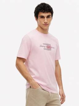 Tommy Hilfiger - Men Pink Solid/Plain Cotton T-Shirt