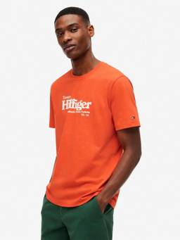 Tommy Hilfiger - Men Orange Solid/Plain Cotton T-Shirt