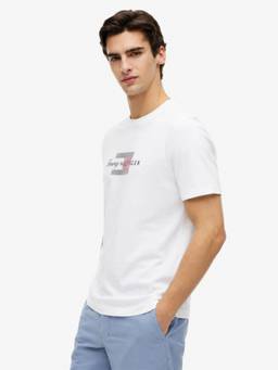 Tommy Hilfiger - Men White Solid/Plain Cotton T-Shirt