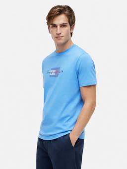 Tommy Hilfiger - Men Blue Solid/Plain Cotton T-Shirt