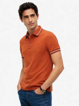 Tommy Hilfiger - Men Rust Solid/Plain Cotton Polo T-Shirt