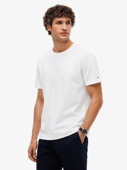 Tommy Hilfiger - Men White Solid/Plain Cotton T-Shirt