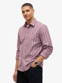 Tommy Hilfiger - Men Purple Stripes Cotton Shirt