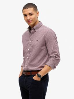 Tommy Hilfiger - Men Red Checks Cotton Shirt