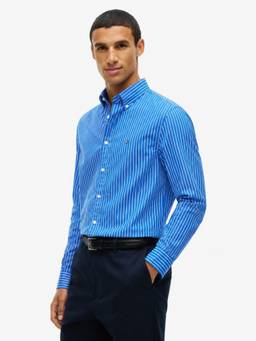 Tommy Hilfiger - Men Blue Stripes Cotton Shirt