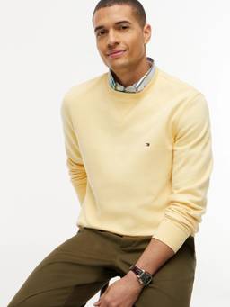 Tommy Hilfiger - Men Yellow Solid/Plain Cotton Sweatshirt