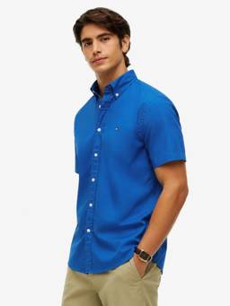 Tommy Hilfiger - Men Blue Solid/Plain Cotton Shirt