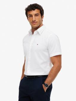 Tommy Hilfiger - Men White Solid/Plain Cotton Shirt