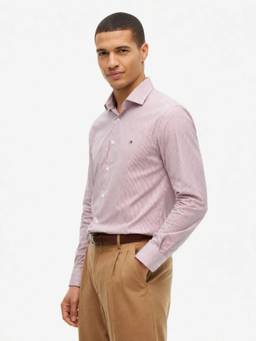 Tommy Hilfiger - Men Red Stripes Cotton Shirt