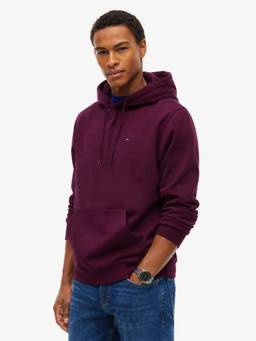 Tommy Hilfiger - Men Purple Solid/Plain Cotton Hoodie