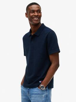 Tommy Hilfiger - Men Navy Blue Solid/Plain Cotton Polo T-Shirt