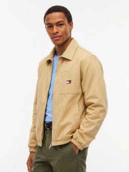 Tommy Hilfiger - Men Beige Solid/Plain Cotton Jacket