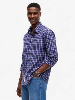 Tommy Hilfiger - Men Blue Checks Cotton Shirt
