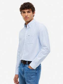 Tommy Hilfiger - Men Blue Stripes Cotton Shirt