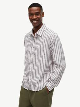 Tommy Hilfiger - Men White Stripes Cotton Shirt