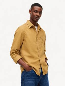 Tommy Hilfiger - Men Beige Solid/Plain Cotton Shirt