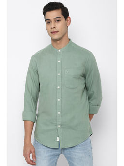American Eagle - Men Green Band Collar Linen Shirt