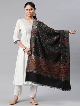 HK colours of fashion - Woven Design Shawl - Black