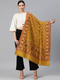 HK colours of fashion - Woven Design Shawl - Mustard