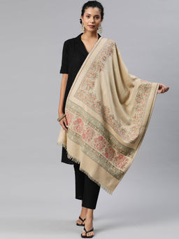 HK colours of fashion - Woven Design Stole - Beige