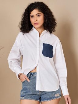 Kibo - Fancy Pocket Oversized White Shirt
