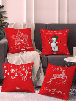 Indigifts - Decorations for Home Merry Christmas Decor Set of 4 Cushion Cover ,Home Décor