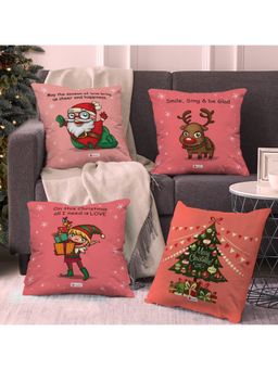 Indigifts - Christmas Decorations for House Characters Set of 4 Cushion Cover,Home Décor