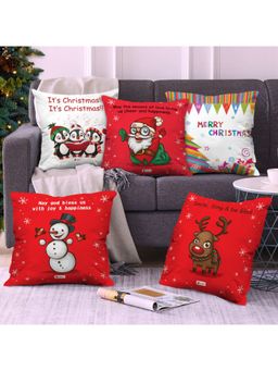 Indigifts - Christmas Cushion Covers Set of 5 Xmas Characters (18x18 inches)