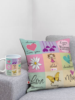 Indigifts - Cushion with Filler & Coffee Mug (12x12), Mothers Day Gift