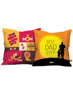 Indigifts - Best Dad Ever Best Mom Ever Printed Cushions with Filler, (12x12 inches)