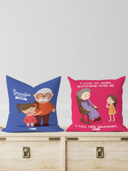 Indigifts - Grandparents Special Gift Grandma & Grandpa Cushion Cover with Filler (12x12 inches)