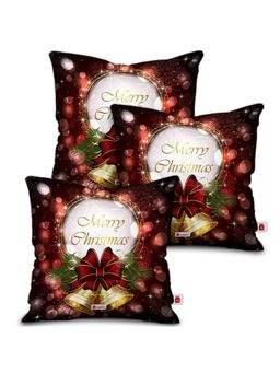 Indigifts - Christmas Cushion Covers Brown Set of 3 Cushion Cover with Filler (12x12 inches)
