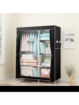 Kuber Industries - Foldable Wardrobe for Clothes 4 Shelves Almirah for Clothes (Black)