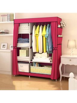 Kuber Industries - Foldable Wardrobe for Clothes 4 Shelves Almirah for Clothes (Maroon)
