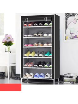 Kuber Industries - Shoe Rack Foldable Storage Rack Organizer for Shoe, Books (Black)