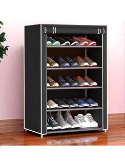 Kuber Industries - Foldable Storage Rack Organizer for Shoe, Books (Black)