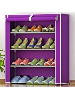 Kuber Industries - Shoe Rack Foldable Storage Rack Organizer for Shoe, Books (Purple)