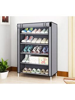 Kuber Industries - Shoe Rack Foldable Storage Rack Organizer for Shoe, Books (Grey)